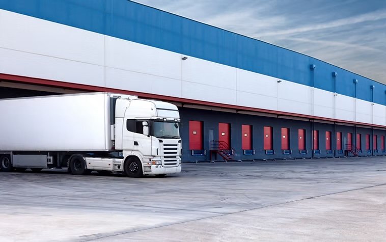 Aggranite Quartz warehouse loading dock with truck